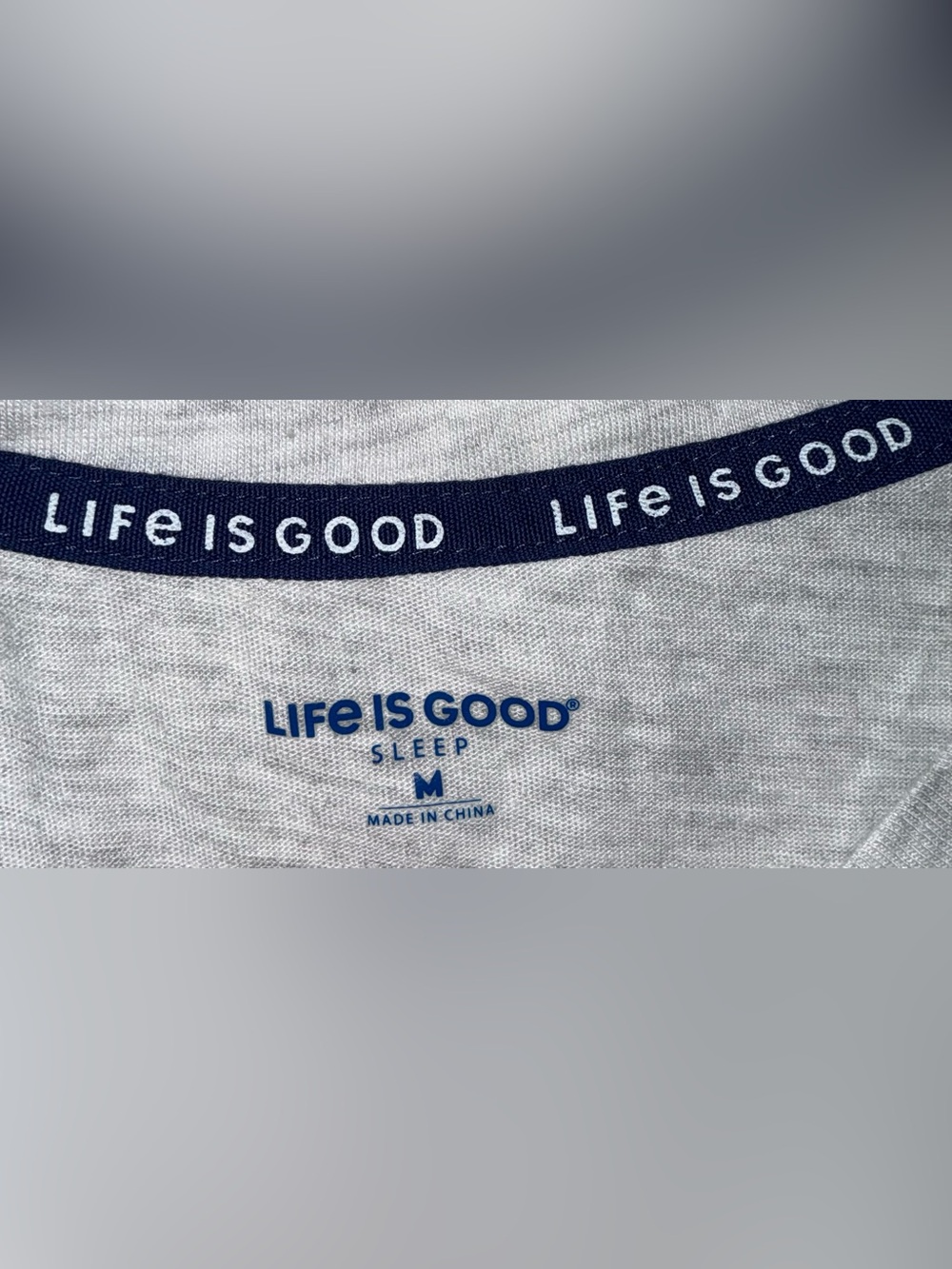 Life Is Good Light Heather Gray  Sleep Tee with Blue Jeep and Pink Heart - Picture 7 of 7